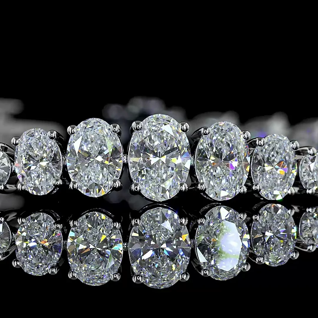 6.34 Cts 14k White Gold Oval Shape Tennis Bracelet - Image 2