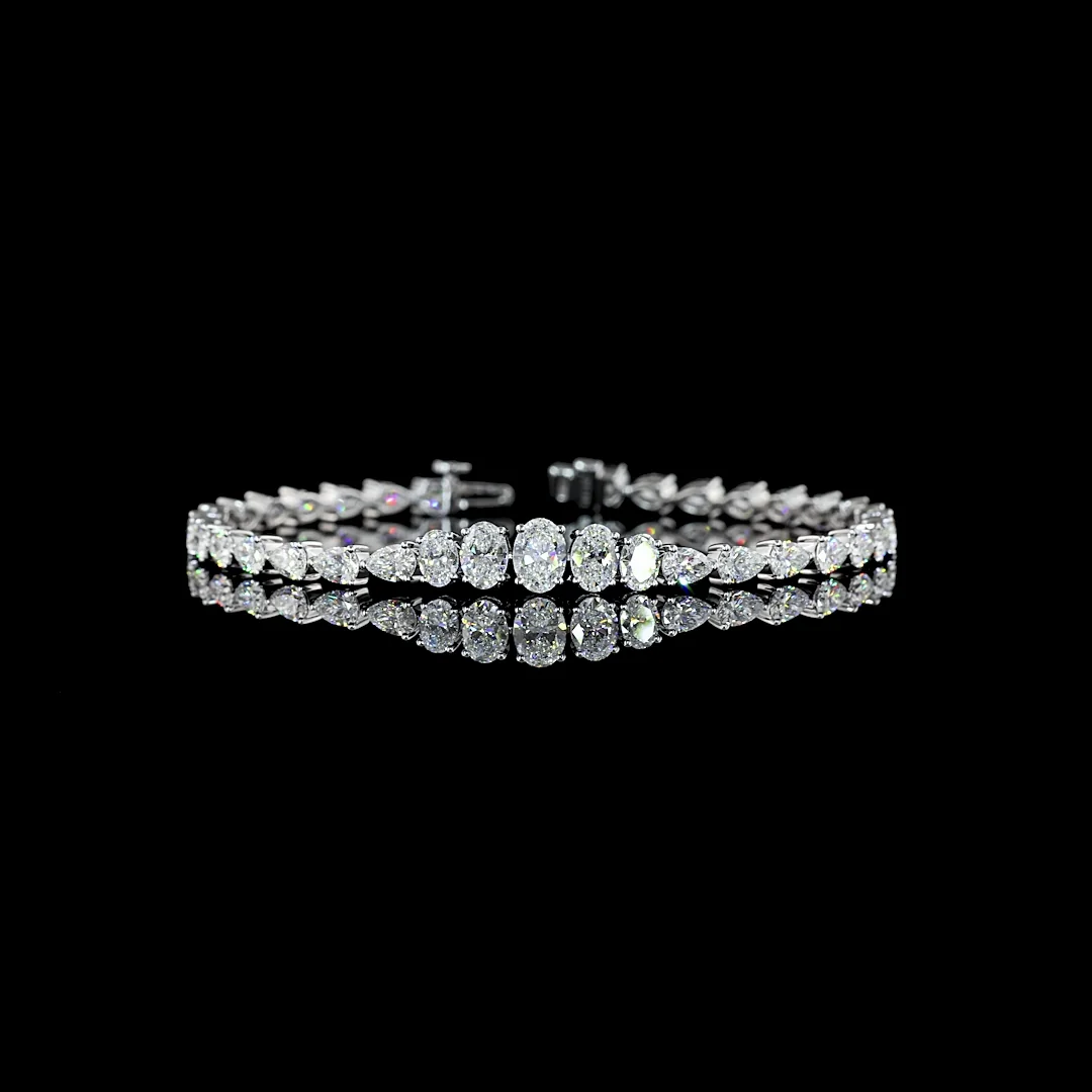 6.34 Cts 14k White Gold Oval Shape Tennis Bracelet - Video