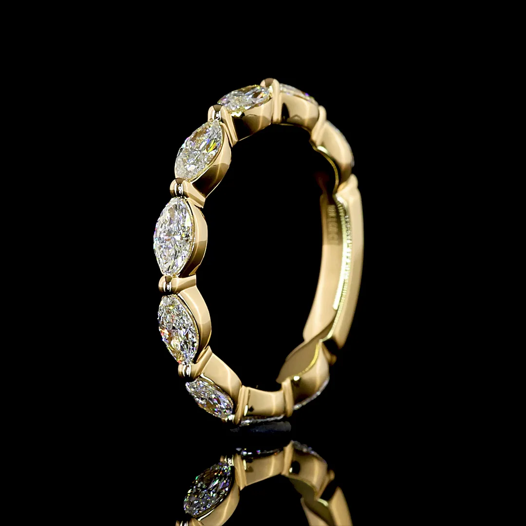 0.77 Cts 18k Yellow Gold Marquise Shape Half Eternity Eternity Band - Image 4