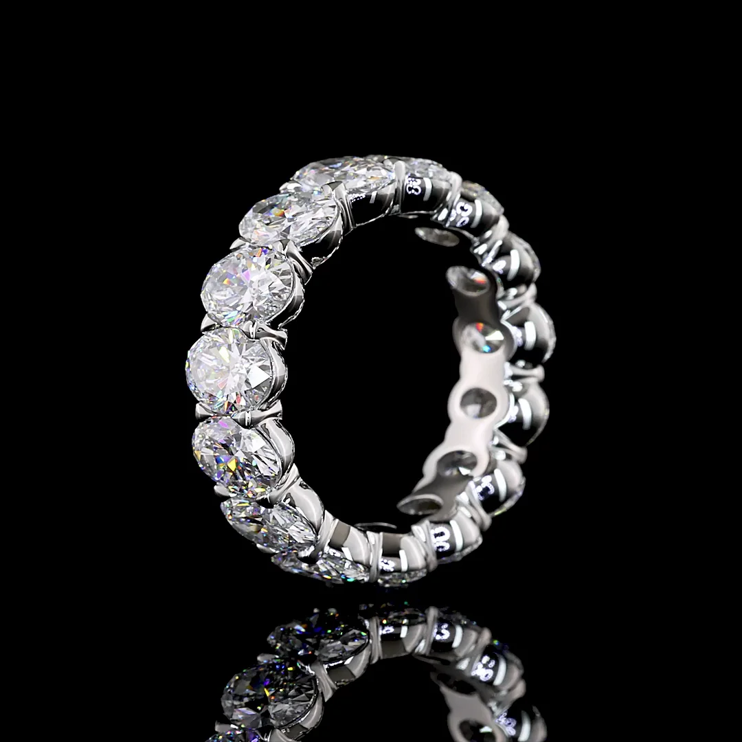 4.97 Cts Platinum Oval Shape Eternity Band Eternity Band - Image 4