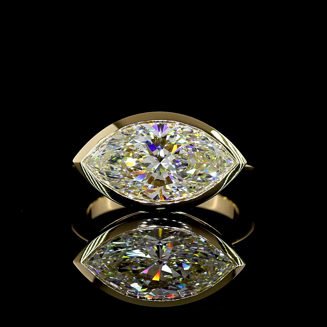 4.16 Cts 14k Yellow Gold Marquise Shape Solitaire Ring - Video