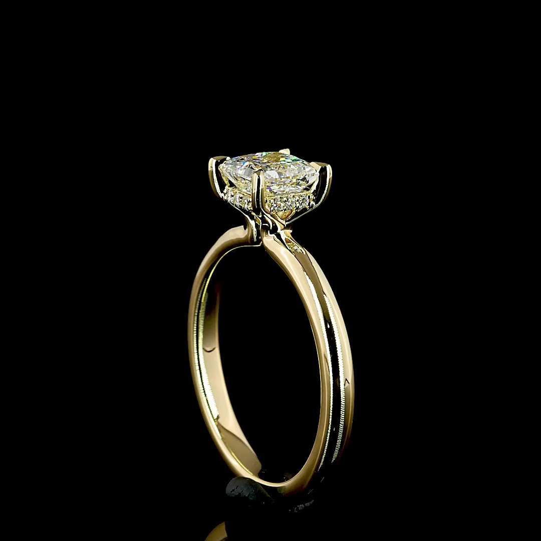 1.08 Cts 14k Yellow Gold Princess Shape Hidden Halo Ring - Image 2