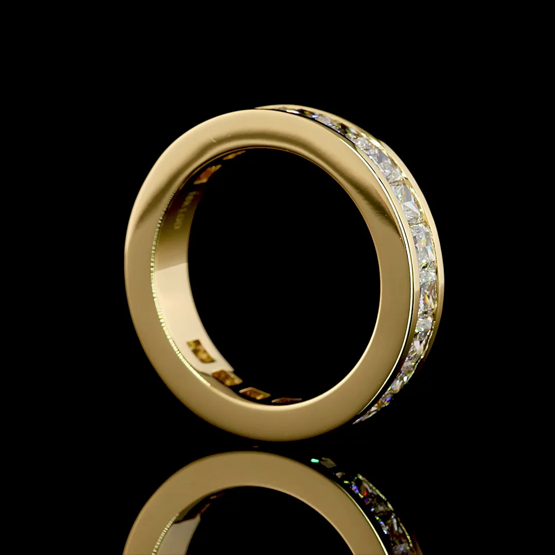 2.59 Cts 18k Yellow Gold Princess Shape 3/4 Band Eternity Band - Image 2