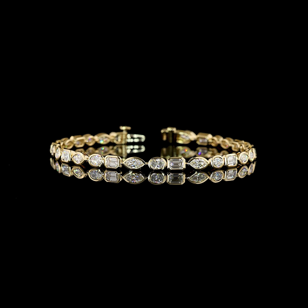 5.27 Cts 14k Yellow Gold Mix Shape Tennis Bracelet - Video
