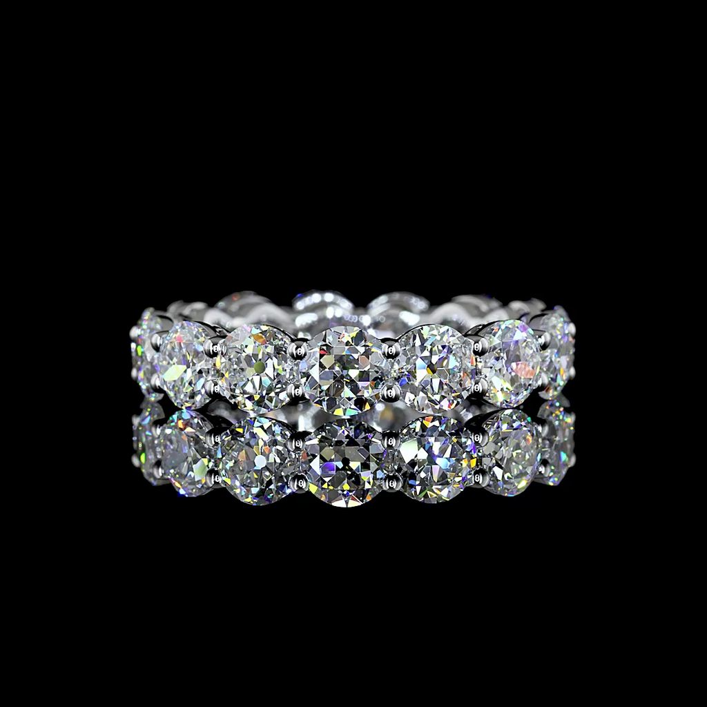 4.67 Cts 14k White Gold Old European Brilliant Shape Eternity Band Eternity Band - Video
