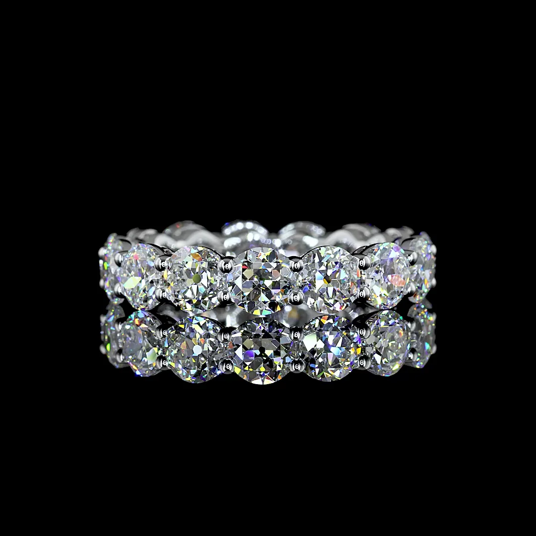 4.67 Cts 14k White Gold Old European Brilliant Shape Eternity Band Eternity Band - Video