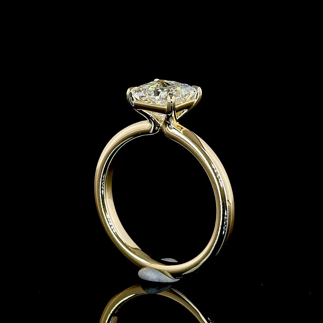1.54 Cts 14k Yellow Gold Princess Shape Solitaire Ring - Image 2