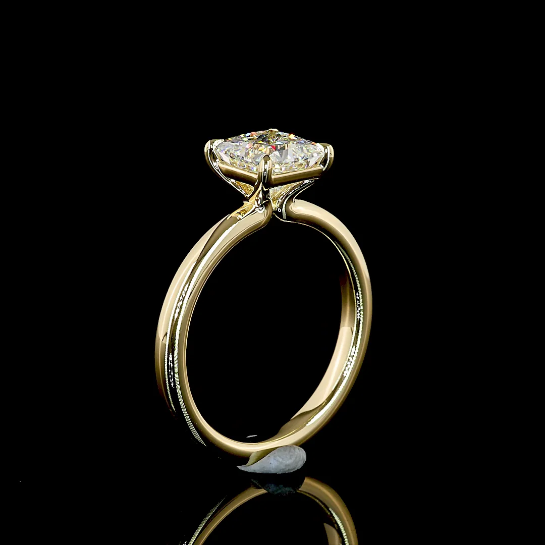 1.54 Cts 14k Yellow Gold Princess Shape Solitaire Ring - Image 4