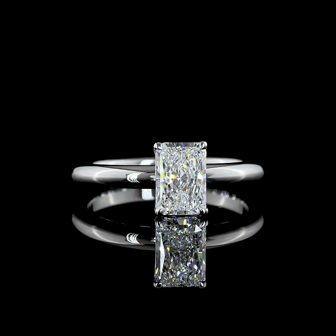 1.04 Cts 14k White Gold Radiant Shape Solitaire Ring - Video