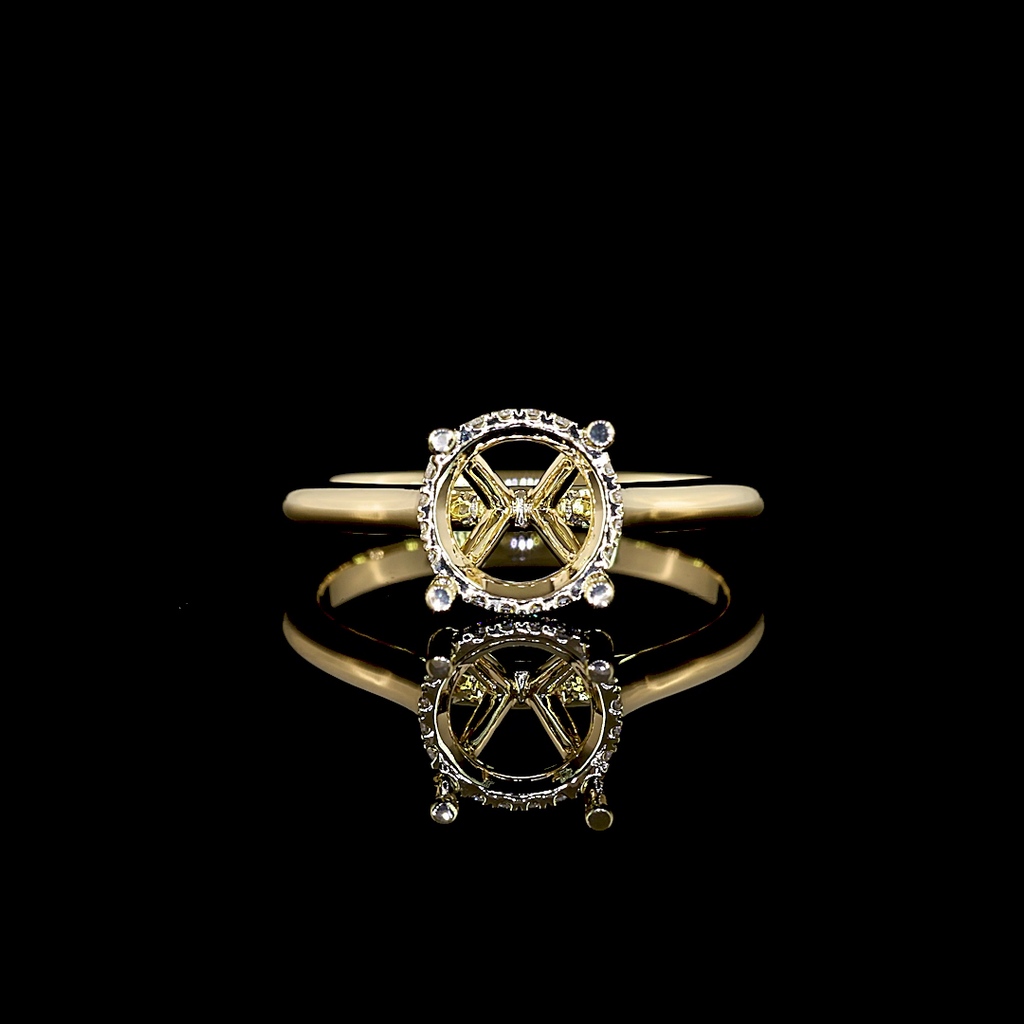 0.08 Cts 14k Yellow Gold Round Shape Hidden Halo Ring - Video