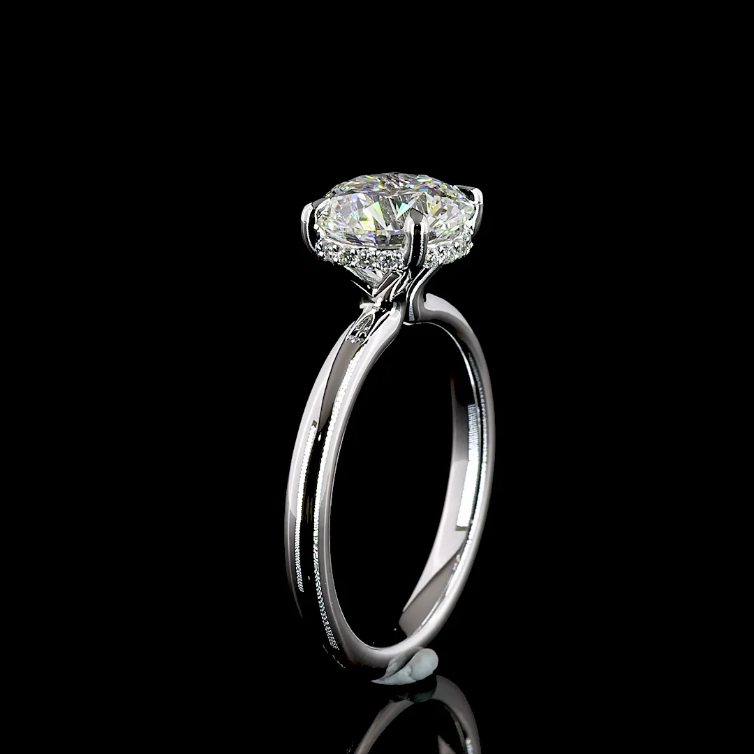 2.14 Cts 14k White Gold Round Shape Hidden Halo Ring - Image 4