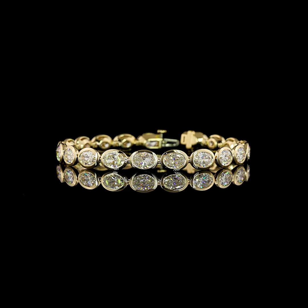 15.51 Cts 14k Yellow Gold Oval Shape Tennis Bracelet - Video