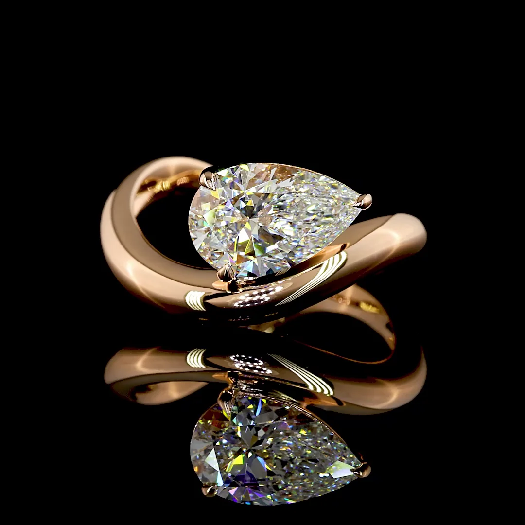 1.78 Cts 14k Yellow Gold Pear Shape Solitaire Ring - Video