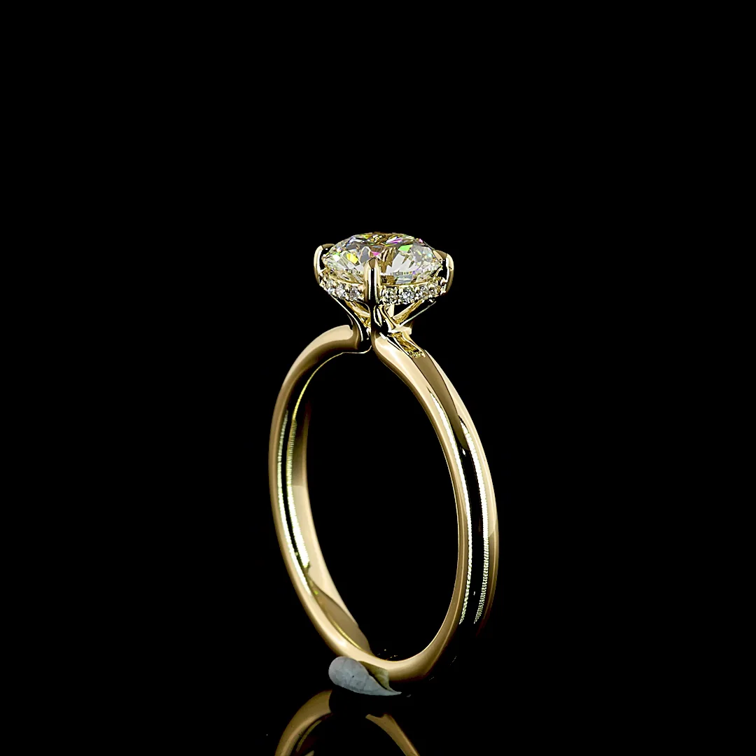 1.07 Cts 14k Yellow Gold Round Shape Hidden Halo Ring - Image 2