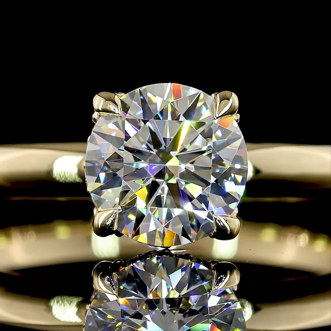 1.07 Cts 14k Yellow Gold Round Shape Hidden Halo Ring - Image 3