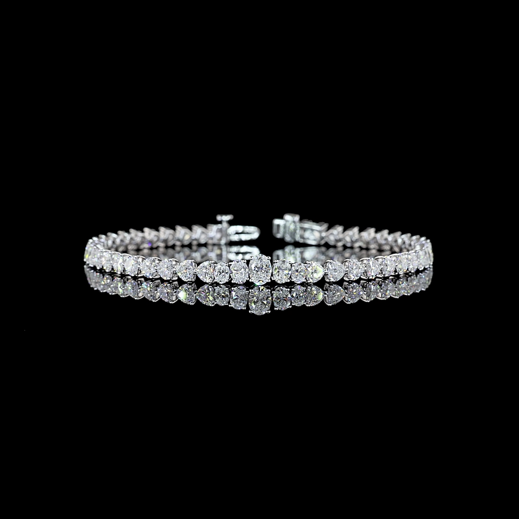 6.96 Cts 14k White Gold Mix Shape Tennis Bracelet - Video