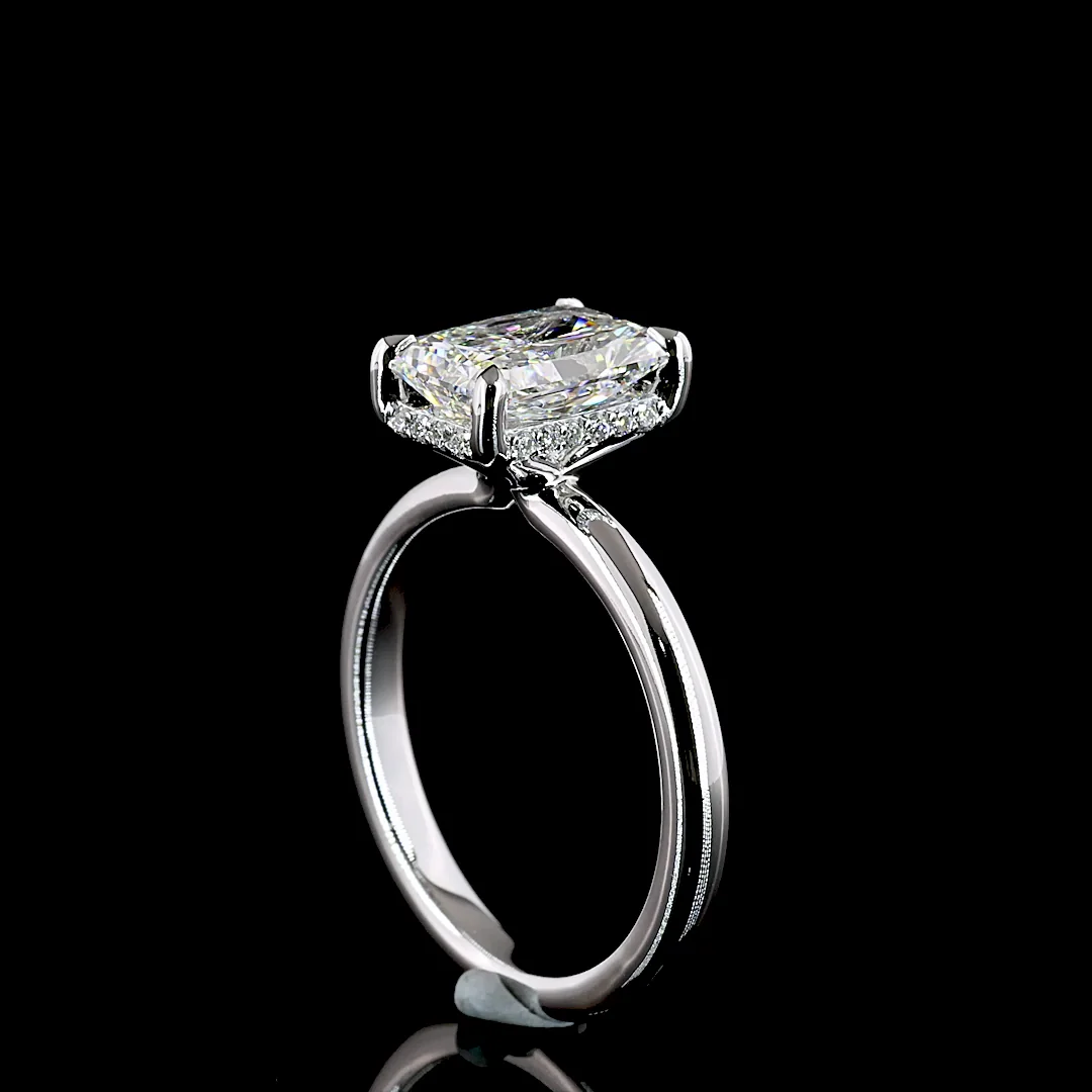 2.18 Cts 14k White Gold Radiant Shape Hidden Halo Ring - Image 2