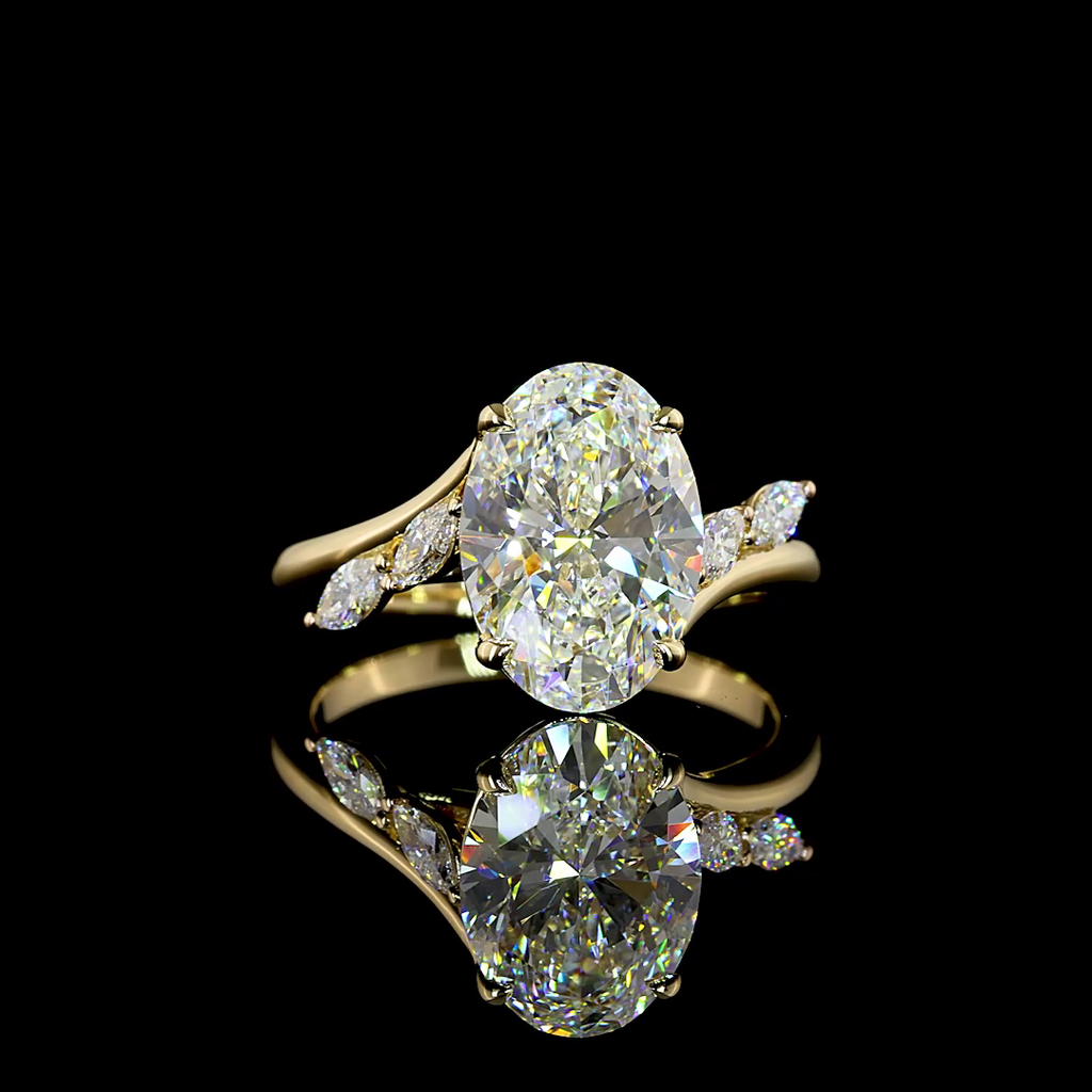 3.27 Cts 14k Yellow Gold Oval Shape Special Ring - Video