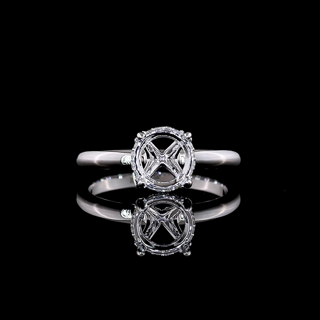 0.07 Cts 14k White Gold Round Shape Hidden Halo Ring - Video
