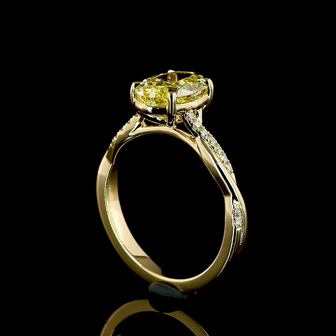 2.47 Cts 14k Yellow Gold Oval Shape Solitaire Diamond Shank Ring - Image 2