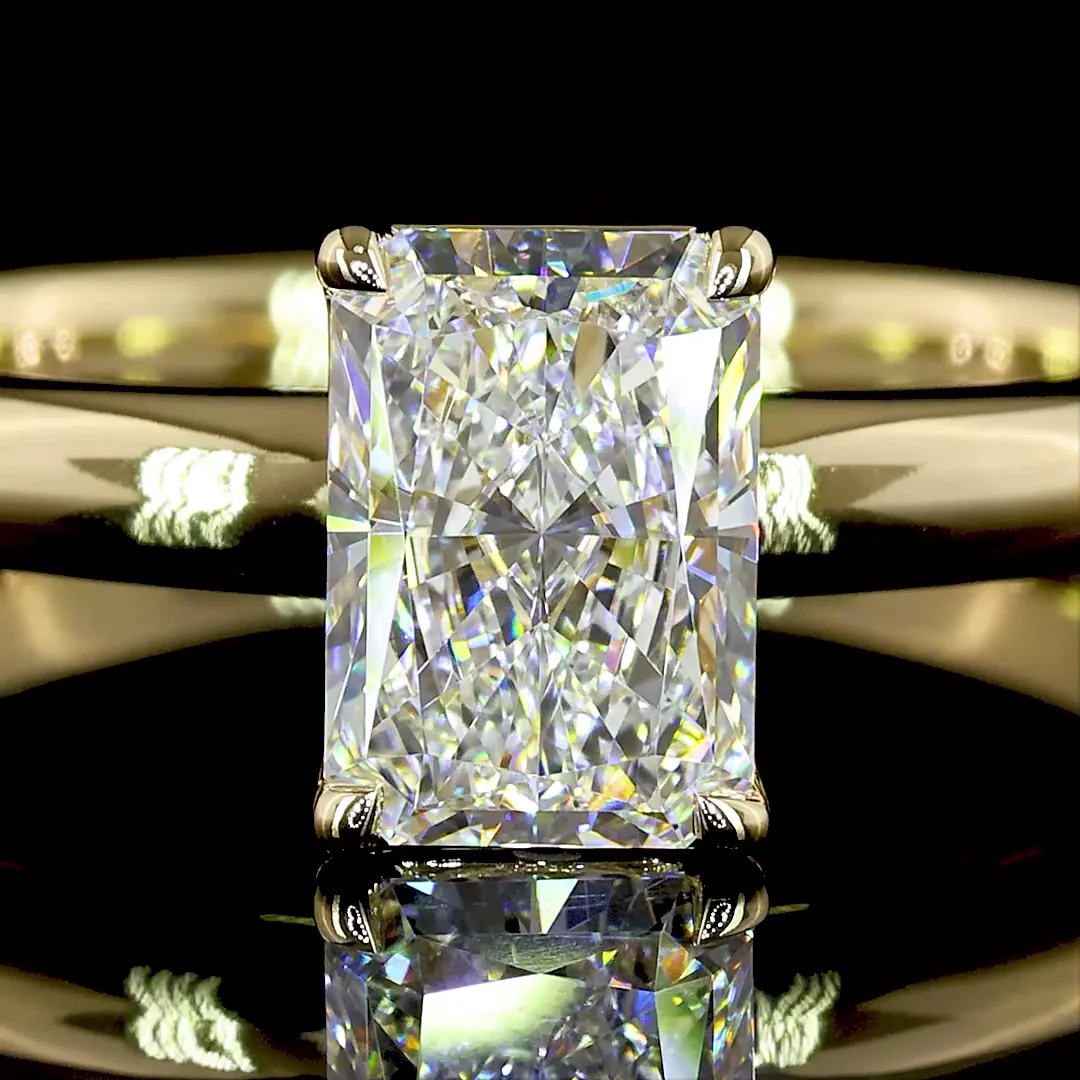 1.04 Cts 14k Yellow Gold Radiant Shape Solitaire Ring - Image 3