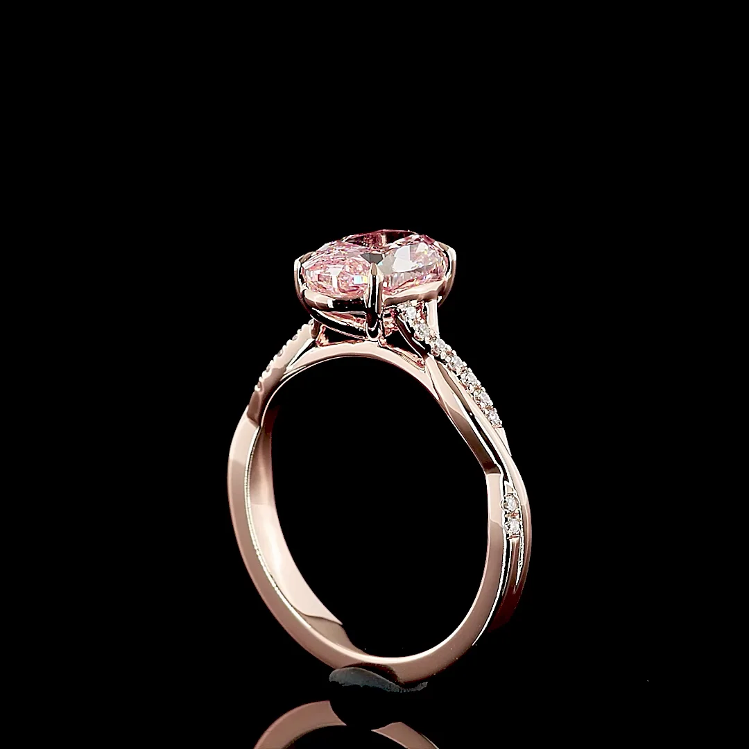 2.16 Cts 14k Rose Gold Oval Shape Solitaire Diamond Shank Ring - Image 2