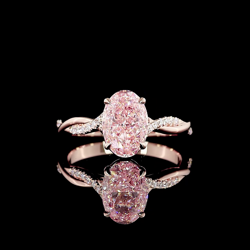 2.16 Cts 14k Rose Gold Oval Shape Solitaire Diamond Shank Ring - Video