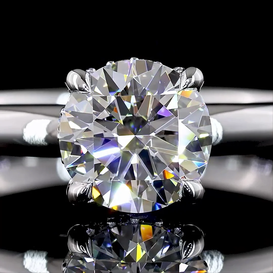 1.13 Cts 14k White Gold Round Shape Hidden Halo Ring - Image 3