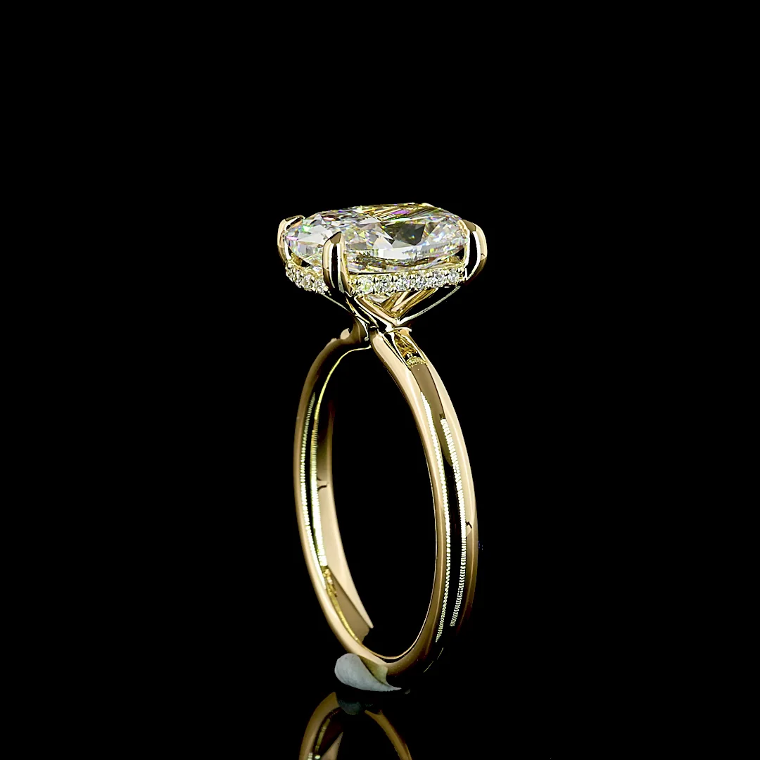 3.15 Cts 14k Yellow Gold Cushion Brilliant Shape Solitaire Ring - Image 2