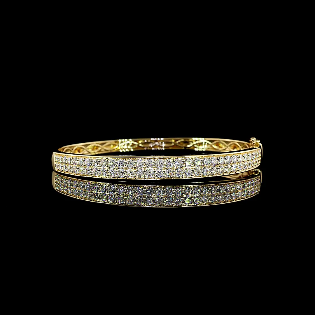 3.57 Cts 14k Yellow Gold Round Shape Bangles Bracelet - Video