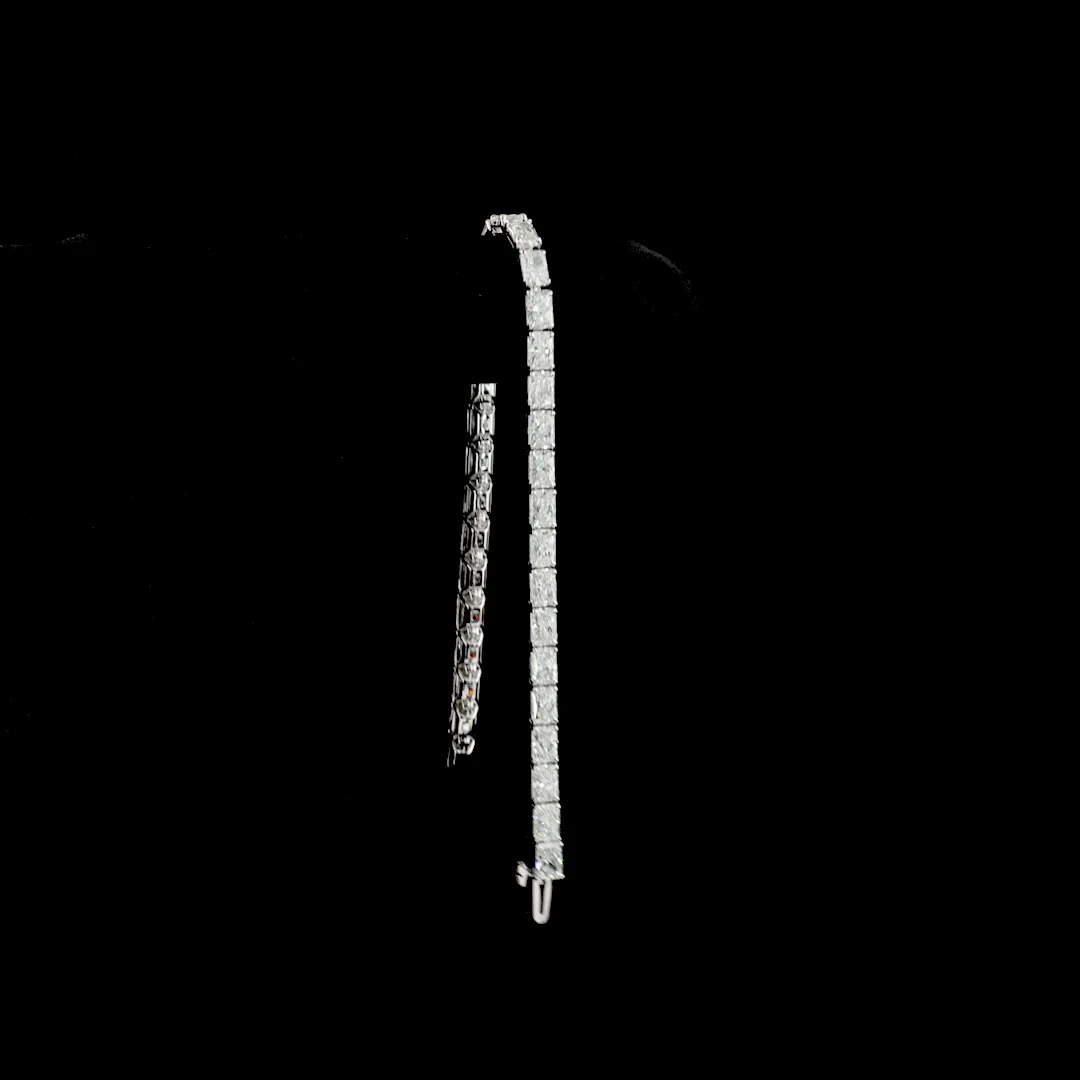 11.77 Cts 14k White Gold Radiant Shape Tennis Bracelet - Image 3