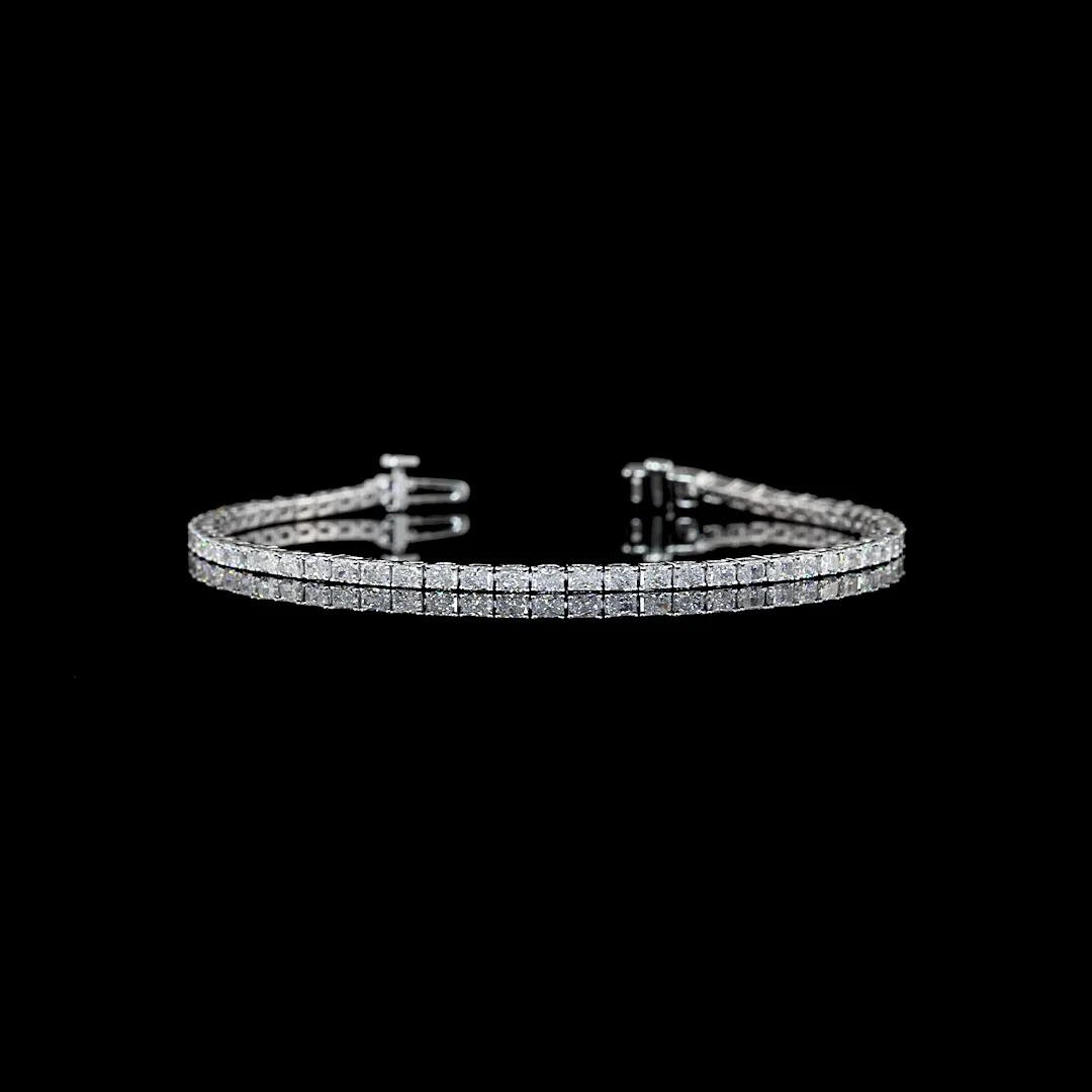 2.99 Cts 14k White Gold Radiant Shape Tennis Bracelet - Video