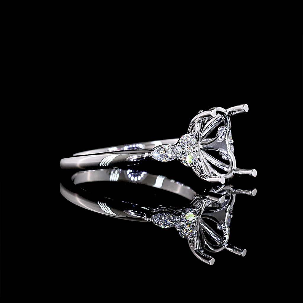 0.25 Cts 14k White Gold Mix Shape Solitaire Ring - Image 3