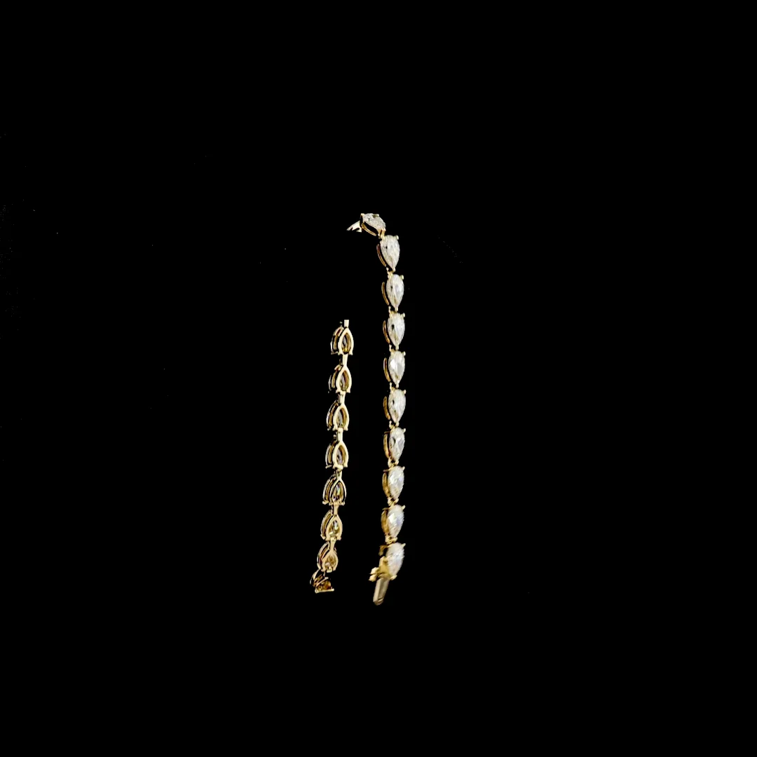 12.04 Cts 14k Yellow Gold Pear Shape Tennis Bracelet - Image 3