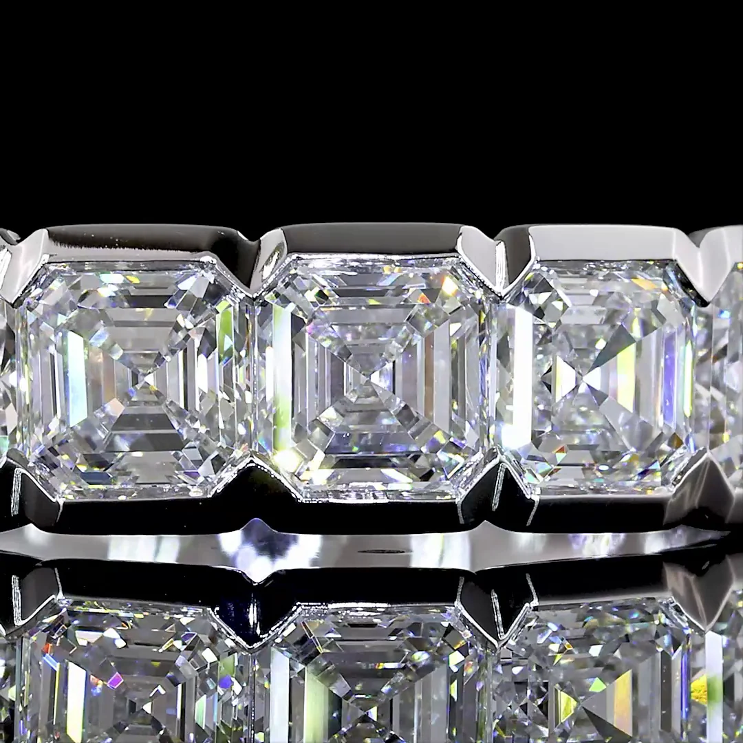 2.12 Cts 14k White Gold Asscher Shape 5 Stones Eternity Band - Image 3