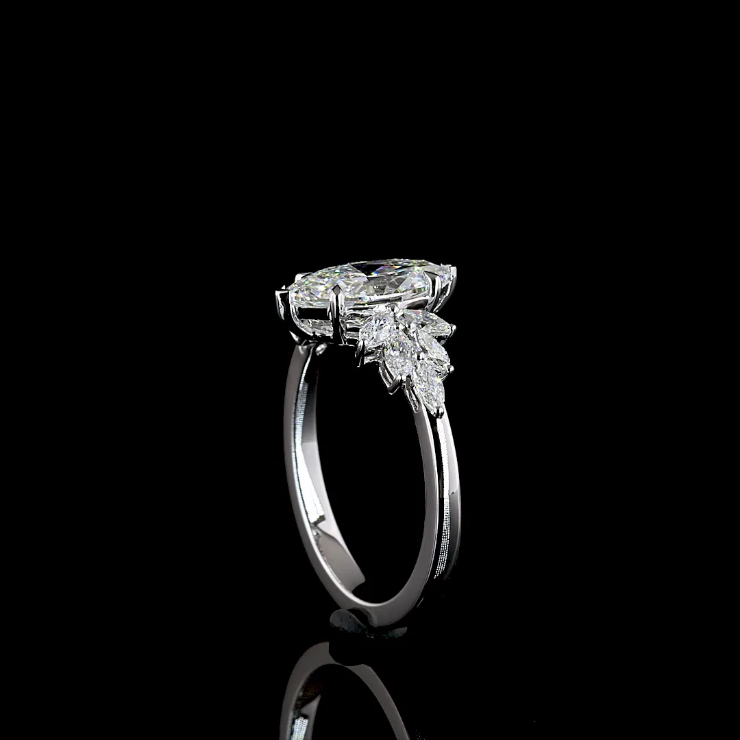 1.9 Cts 14k White Gold Marquise Shape Special Ring - Image 2