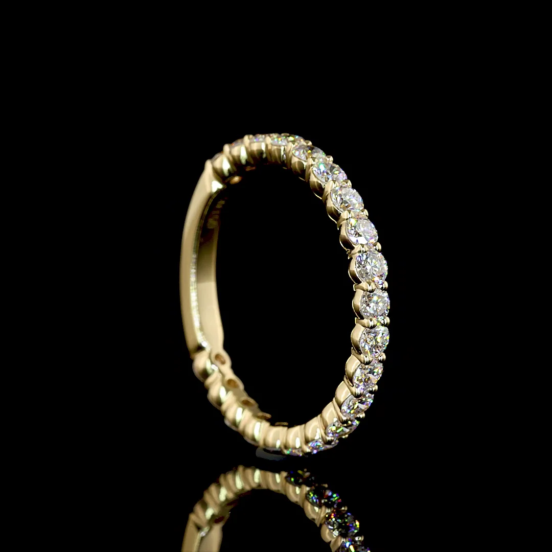 0.92 Cts 14k Yellow Gold Round Shape 3/4 Band Eternity Band - Image 2