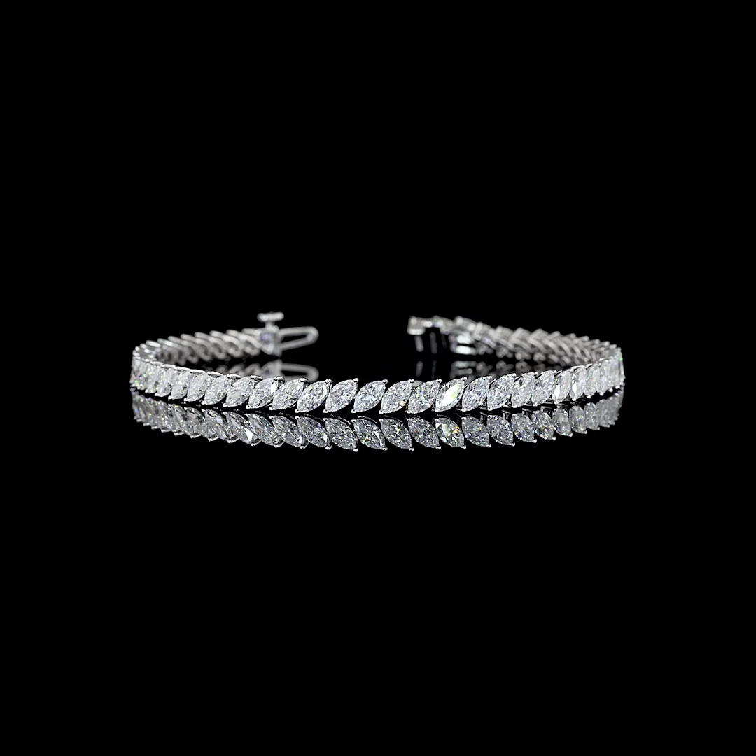 6.65 Cts 14k White Gold Marquise Shape Tennis Bracelet - Video