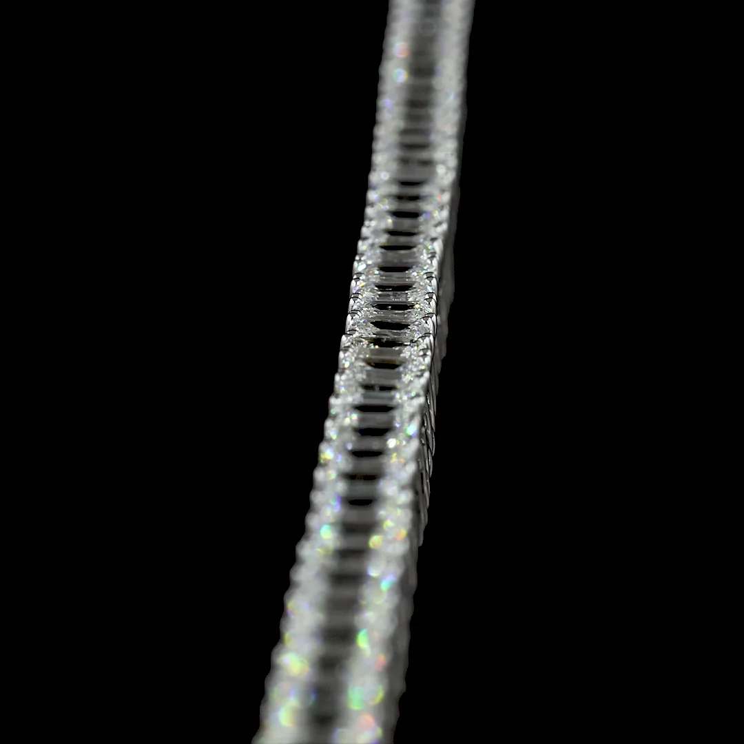 12.24 Cts 14k White Gold Emerald Shape Tennis Necklace - Image 4