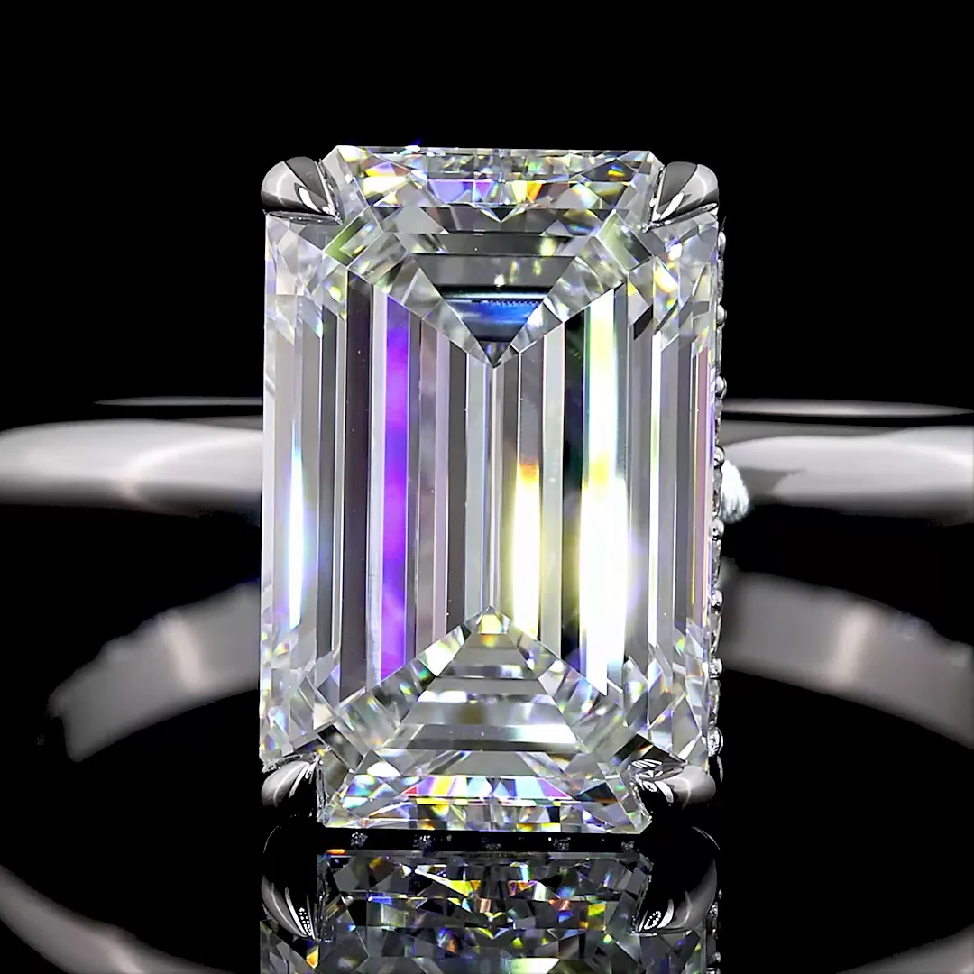 3.19 Cts 14k White Gold Mix Shape Hidden Halo Ring - Image 3