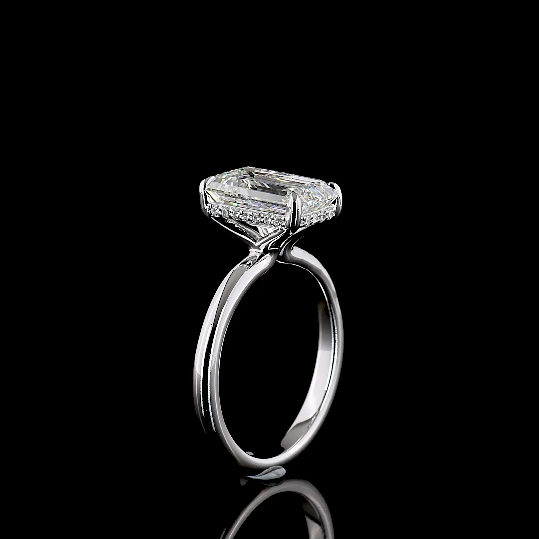 3.19 Cts 14k White Gold Mix Shape Hidden Halo Ring - Image 4