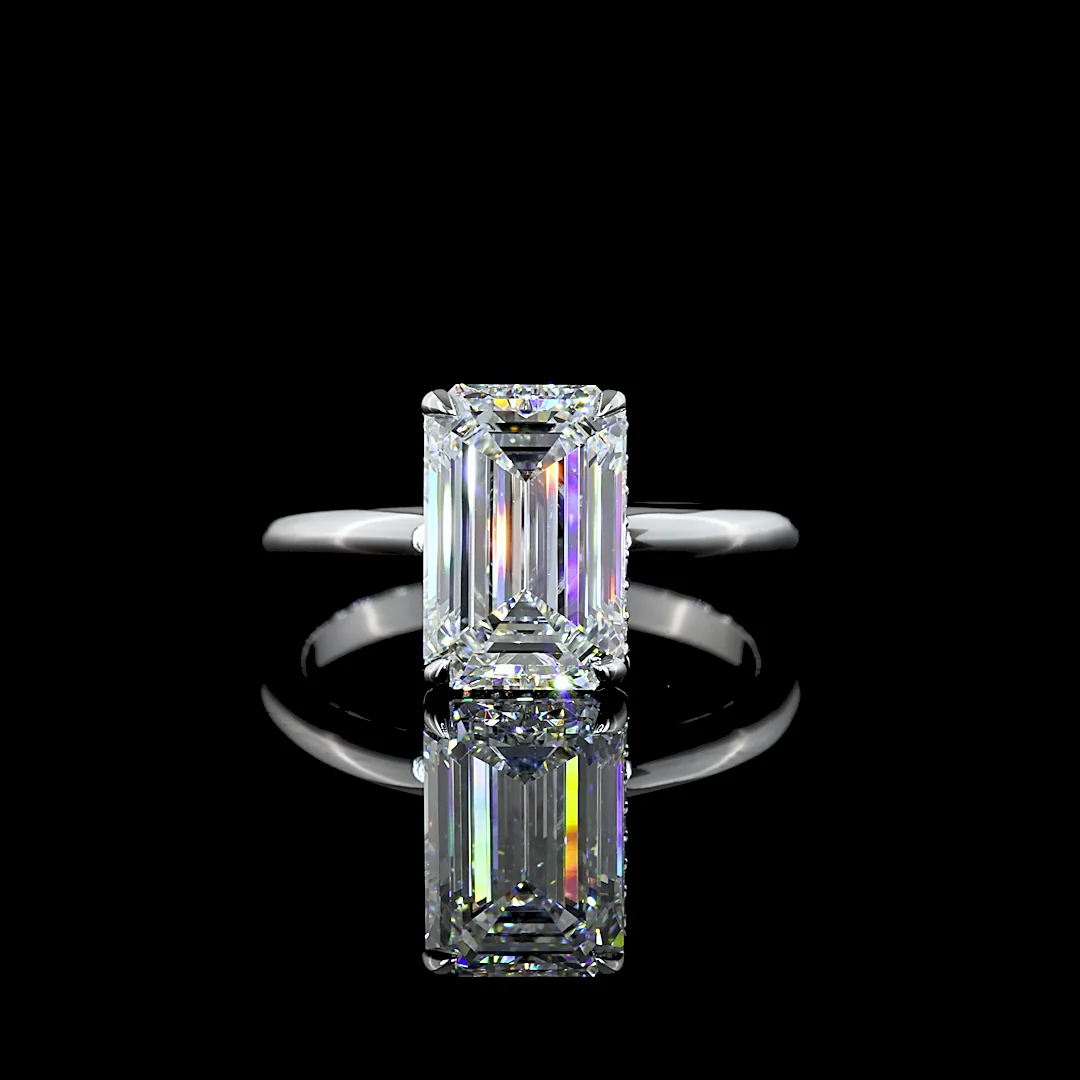 3.19 Cts 14k White Gold Mix Shape Hidden Halo Ring - Video