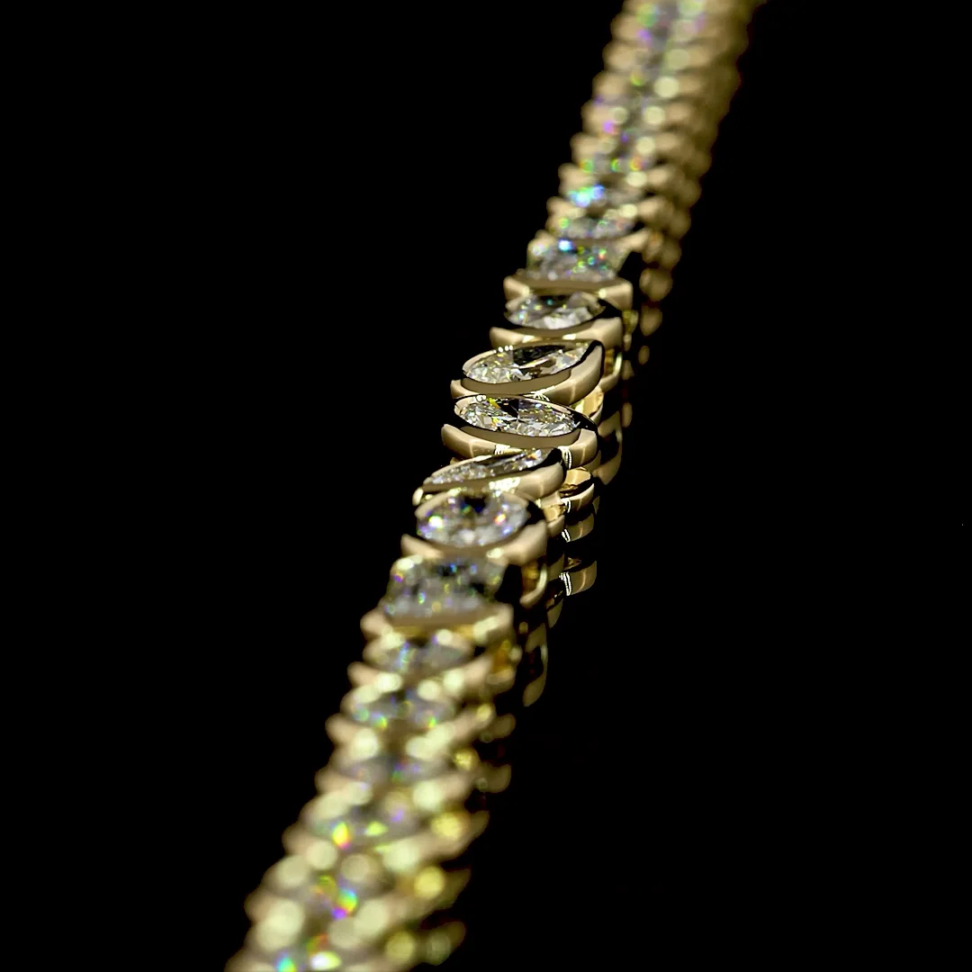 9.23 Cts 14k Yellow Gold Mix Shape Tennis Necklace - Image 4