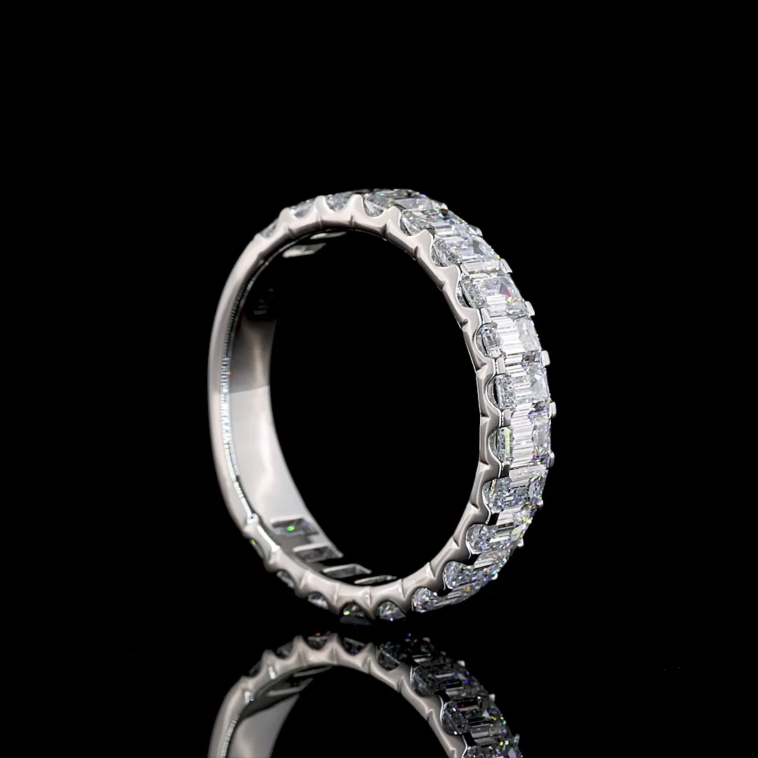 2.76 Cts Platinum Emerald Shape 3/4 Band Eternity Band - Image 2
