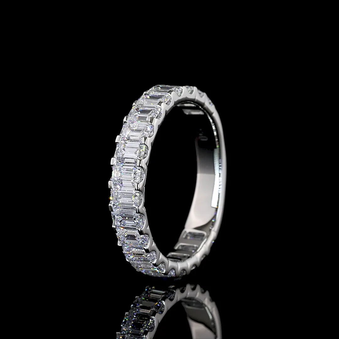 2.76 Cts Platinum Emerald Shape 3/4 Band Eternity Band - Image 4