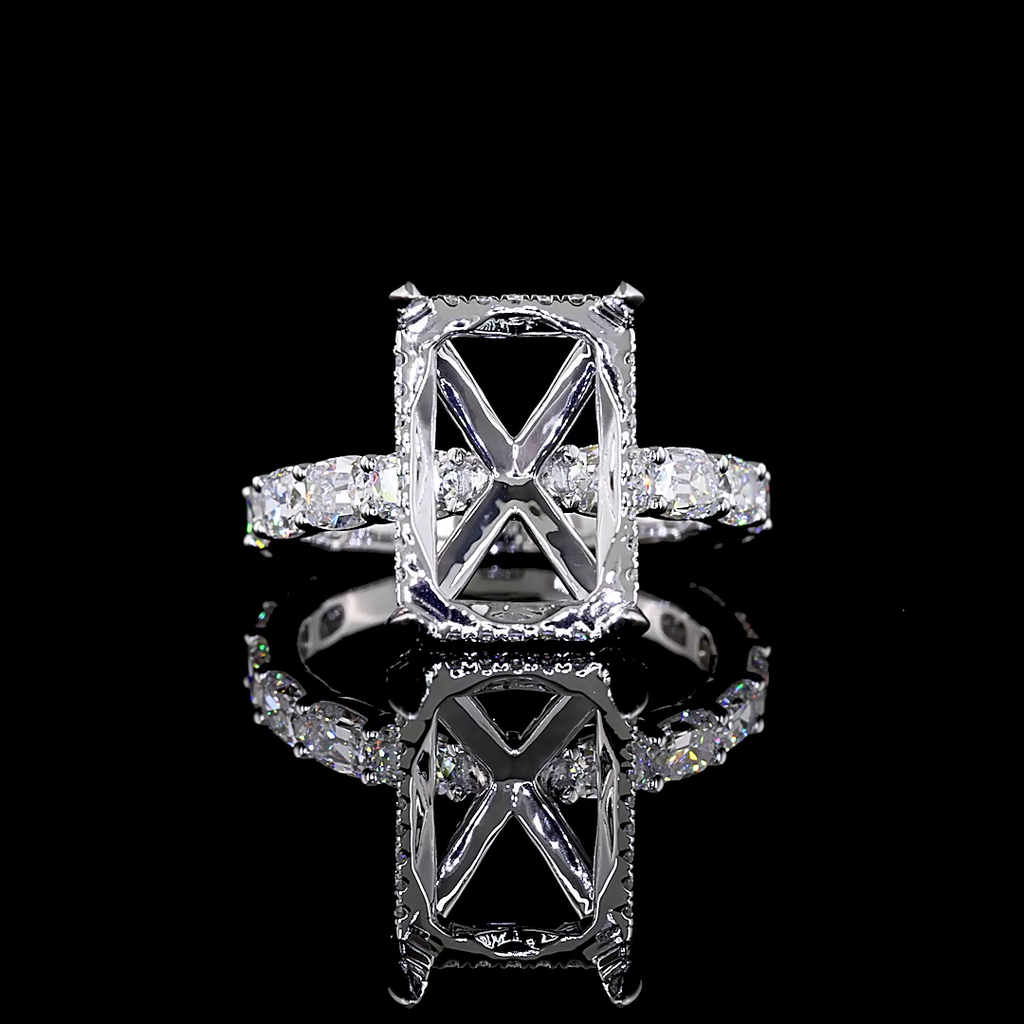 1.59 Cts 14k White Gold Mix Shape Hidden Halo Ring - Video