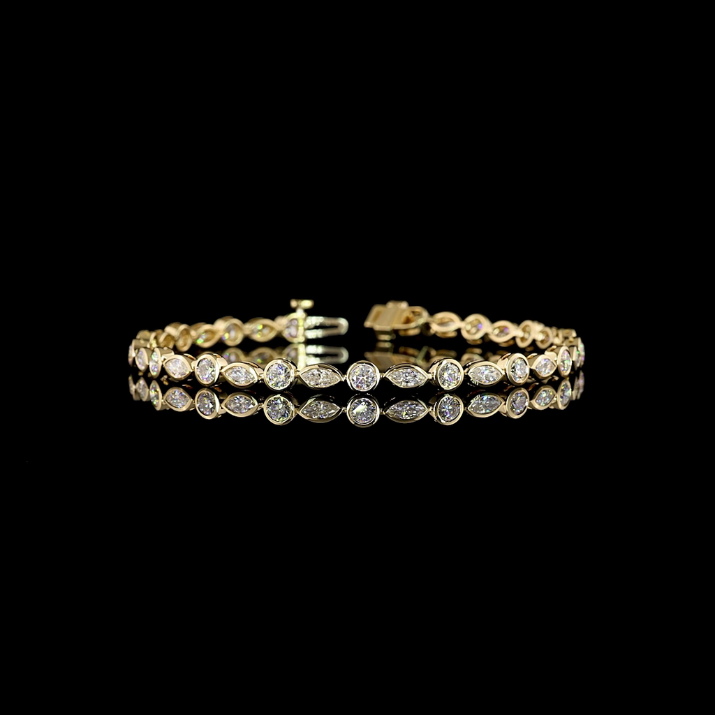 4 Cts 14k Yellow Gold Mix Shape Tennis Bracelet - Video