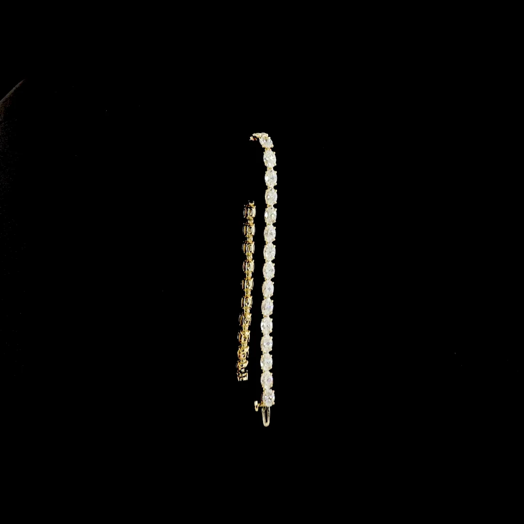 10.55 Cts 14k Yellow Gold Oval Shape Tennis Bracelet - Image 3