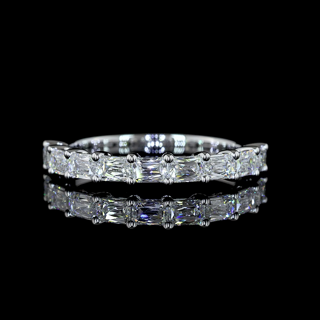 0.94 Cts 14k White Gold Radiant Modified Shape Half Eternity Eternity Band - Video