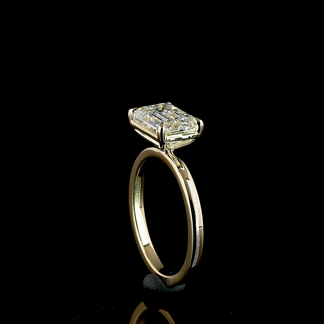 3.1 Cts 14k Yellow Gold Emerald Shape Solitaire Ring - Image 2